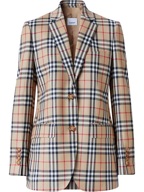 Burberry Check Pattern, Vintage Plaid Tweed Blazer, Jacket Burberry Woman, Vintage Tweed Plaid Blazer, Vintage Plaid Blazer With Notch Lapel, Burberry Blazer, Burberry Suit, Luxury Vintage Plaid Outerwear, Burberry Print