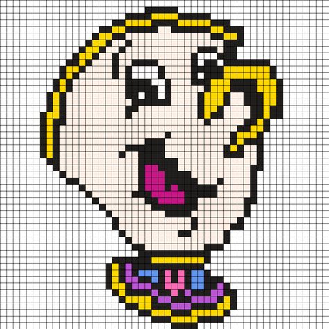 Beauty And The Beast Perler Bead Pattern, Pixel Art Beauty And The Beast, Fuse Bead Patterns Disney, Disney Fuse Bead Patterns, Pixel Art Disney Characters, Disney Beads Patterns, Beauty And The Beast Pixel Art, Disney Grid Patterns, Beauty And The Beast Perler Beads