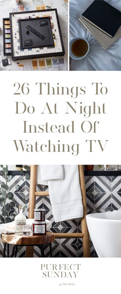 Watching hours of television is isolating even if you’re not watching it alone. It takes away time that could be spent with your partner, or children in a more meaningful way.And this next thought might be the biggest downside of all! The accumulation of lost hours that could have been used doing something more meaningful. It’s time spent that we can never get back. So with that thought in mind, here’s a list of 26 things to do at night instead of watching Tv. Things To Do Besides Watch Tv, How To Stop Watching Tv, Things To Do Instead Of Watching Tv, Things To Do Once A Month, Things To Do While Watching Tv, Instead Of Watching Tv, Things To Do At Night, Love It Or List It, Racing Thoughts