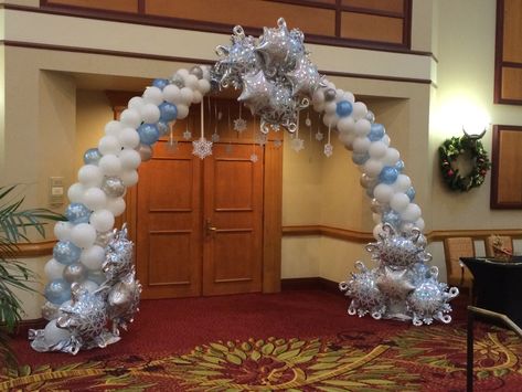 Winter Wonderland or Frozen Entrance Arch;  Looking for a wintery theme or frozen theme call An Occasion Station Winter Wonderland Archway, Christmas Balloon Arch Winter Wonderland, Winter Balloon Arch, Winter Wonderland Balloon Arch, Winter Wonderland Balloons, Winter Wonderland Balloon Garland, Party Entrance Decoration, Prom Balloons, Winter Wonderland-party