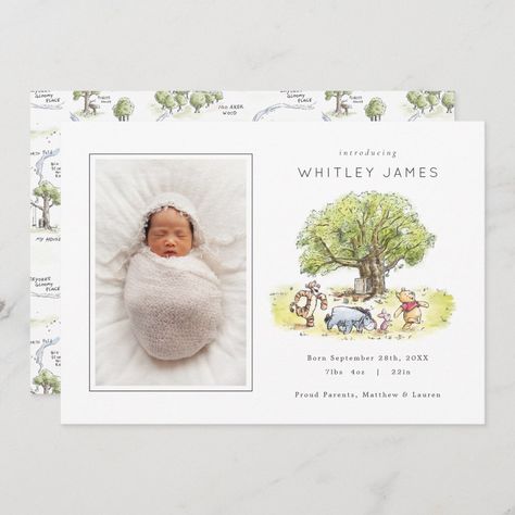 Baby Shower Gift Favors, Baby Birth Announcement Cards, Birth Announcement Cards, Birth Announcement Card, Pooh Baby, Simple Baby Shower, Congratulations Baby, Baby Birth Announcement, Baby Announcements