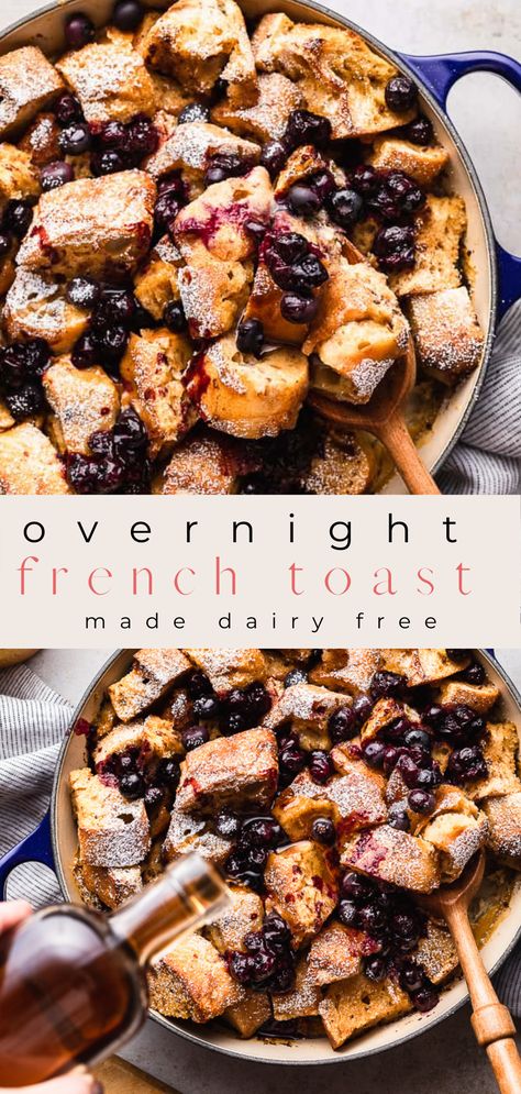 Dairy And Soy Free Breakfast, Dairy Free Make Ahead Breakfast, Almond Milk French Toast, Dairy Free Brunch, Casserole Dairy Free, Easy Overnight French Toast, Dairy Free French Toast, Dairy Free Breakfast Casserole, Dairy Free Breakfast