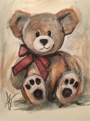 Daily Paintworks - "A childhood memory" - Original Fine Art for Sale - © Annette Balesteri Bear Widget, Teddy Painting, Teddy Bear Painting, Connection Art, Teddy Pictures, Tiger Images, Teddy Day, Bear Paintings, Teddy Bear Picnic