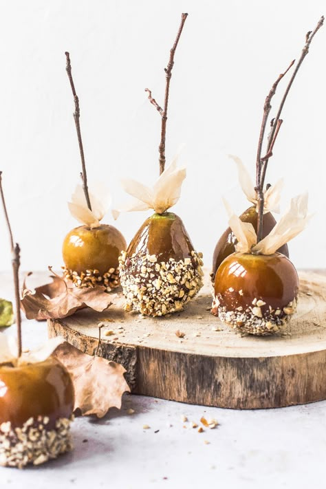 Toffee Covered Apple and Pears recipe | The Feedfeed Toffee Dip, Toffee Apples, Caramel Pears, Butter Cream Cheese Frosting, Homemade Toffee, Honey Caramel, Apple Cider Caramels, Fall Snacks, Toffee Apple