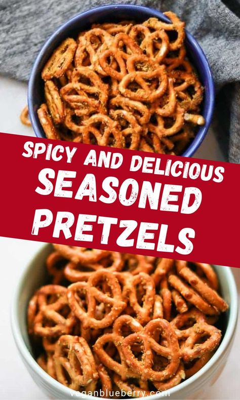 Vegan Seasoned Pretzels, Pretzels With Seasoning, Hot Spicy Pretzels Recipe, Lemon Pepper Pretzel Recipe, Baked Seasoned Pretzels, Spicy Seasoned Pretzels, Spicy Pretzel Recipe Easy, Hot Pretzel Recipe, Pretzel Flavor Recipes