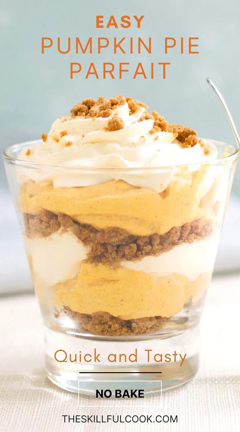 A no-bake pumpkin pie parfait layered with gingersnap cookies and cream in a mason jar, perfect for fall desserts. Pumpkin Trifles, Pumpkin Deserts, Pumpkin Cream Pie, Dessert Pumpkin, Gingersnap Cookies, Mason Jar Desserts, Pie Thanksgiving, Pumpkin Cream Cheese Pumpkin Pie Mason Jars, Mini Pumpkin Trifles, Pumpkin Dessert In A Cup, Pumpkin Pudding Parfait, Pumpkin Pie Greek Yogurt Parfaits, Pumpkin Pie Shooters Desserts, Pumpkin Pie Parfait Easy, Thanksgiving Cup Desserts, Individual Pumpkin Pies In A Cup