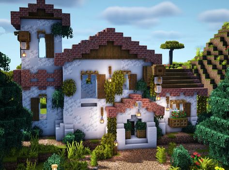 Minecraft Island, Italian Style House, Villa Minecraft, Minecraft Shops, Minecraft House Ideas, Minecraft House Plans, Minecraft Farm, Bangunan Minecraft, Minecraft Cottage