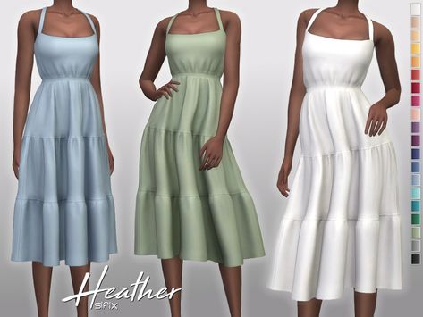 Sifix's Heather Dress Sims 4 Cc Clothes Base Game, Sims 4 Cc Flowy Dress, Sims 4 Cc Clothes For Moms, Heathers Sims 4 Cc, Sims 4 Sifix Dress, Sims 4 Cottagecore Dress, The Summer I Turned Pretty Sims 4 Cc, Sims 4 Cc Base Game Compatible Clothes, Sims 4 Sun Dress