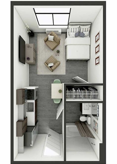 Small Apartment Plans, Studio Apartment Floor Plans, Apartemen Studio, Studio Apartment Living, Condo Interior Design, Small House Layout, Condo Interior, Condo Design, House Floor Design