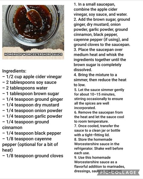 Homemade worcestershire sauce Home Made Worcestershire Sauce Recipe, Diy Worcestershire Sauce, How To Make Worcestershire Sauce, Worchester Sauce Recipe, Homemade Dry Onion Soup Mix Recipe, Homemade Worcestershire Sauce, Marinade Sauces, Worcestershire Sauce Substitute, Worcestershire Sauce Recipes