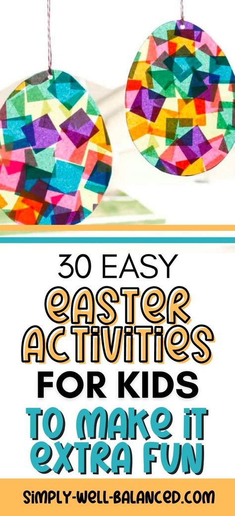 The Easter bunny is on his way and you are looking for some fun crafts, snacks and games to celebrate. Check out this list of easy Easter activities for kids to do at home for a great way to make Easter extra fun this year! Easter Activities Ideas, Easter Activities To Do With Kids, Easter Family Crafts, Easter Things To Do With Kids, Indoor Easter Activities For Kids, Elementary Easter Activities, Easy Easter Activities For Kids, Easter Activities For School Age, Easter Things To Do