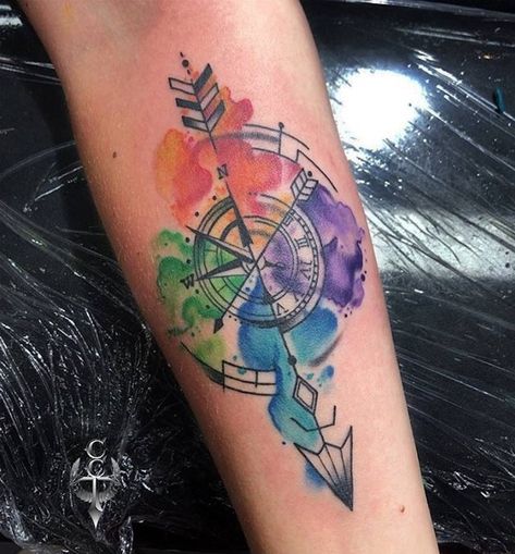 forearm-tattoo-nautical-compass-tattoo-watercolor-black-leather-stool Watercolor Compass Tattoo, Anker Tattoo, Compass Tattoo, Amazon Fashion, Compass, Watercolor Tattoo