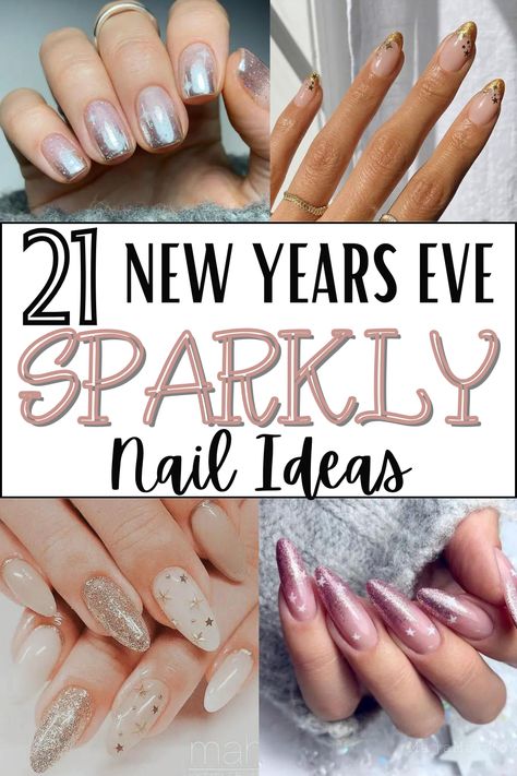 21 New Year’s Eve Nails That Are Super Trendy, NYE Nails, Holiday Nails, Sparkly Nails, Galaxy Nails, Glitter Nails, Silver nails, French tip nails, Ombre nails New Year’s Eve Nails Dip Powder, New Year Ombre Nails, Chrome New Years Eve Nails, New Year’s Eve Nails Sparkle, New Years Nails Silver Glitter, Nail Designs For New Years Eve, Ombre New Years Nails, Nude Nye Nails, New Years Wedding Nails