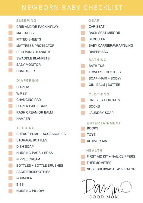 Preparing for your newborn doesn't need to be complicated. Here is a FREE printable checklist to help organize and plan for your baby. Subscribe for access to the full resource library. #babychecklist #pregnancy #newborn #damngoodmom Baby Checklist Newborn, New Baby Checklist, Newborn Checklist, Newborn Necessities, Baby Registry List, Registry List, Baby Registry Checklist, Registry Checklist, Newborn Baby Tips