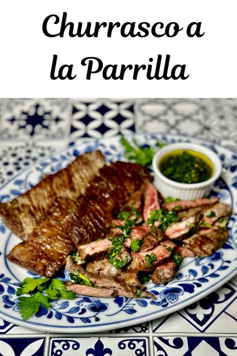 Churrasco a la Parrilla, also known as Entraña in Argentina, is what we call skirt steak. Ideally grilling outdoors on bbq or open fire will bring out the authentic flavor of this beef recipe. However cooking in a cast iron skillet is next best for flavorful juicy grilled steak. Serve the churrasco with our Chimichurri Sauce or Salsa Verde for a mouth watering bite. Churrasco Steak Recipe, Churrasco Steak, Skirt Steaks, Skirt Steak Recipes, Grilled Skirt Steak, Chimichurri Sauce, Best Meat, Cuban Recipes, Stuffed Pork Tenderloin