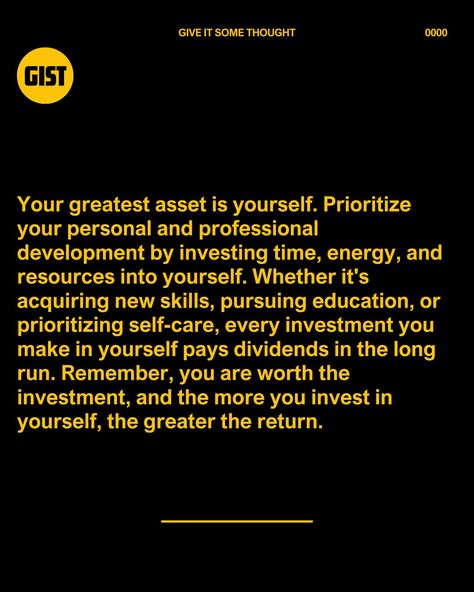 Pour your time, energy, and resources into yourself like it's the most valuable investment you'll ever make—because it is. Your future success, happiness, and fulfillment hinge on the belief and effort you invest in yourself today. What's one way you're investing in your own growth and development? Share your strategies below and let's inspire each other to prioritize self-investment! 💪💼 . #InvestInYourself #FutureFocused #SelfGrowth #PersonalDevelopment #ShareYourStrategies Invest In Yourself, Growth And Development, Positive Vibes, Personal Development, Hinges, Self Love, Investment, Finance, Energy