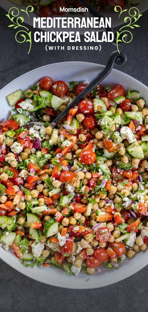 Garbanzo Greek Salad, Feta Garbanzo Bean Salad, Garbanzo Chicken Salad, Tomato Garbanzo Bean Salad, Garbanzo Beans And Tomatoes, Medeteranian Chickpea Salad, Salad Recipes Cold, Garbonzo Bean Salad, Mediterranean Garbanzo Bean Salad