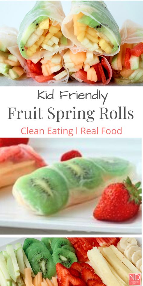 Easy Paleo Summer Recipes, Fruit Summer Rolls, Fun Summer Lunches For Kids, Healthy Filling Snacks For Kids, Mango Spring Rolls, Fruit Spring Rolls Rice Paper, Spring Foods Ideas, Fruit And Veggie Meals, Breakfast Spring Rolls