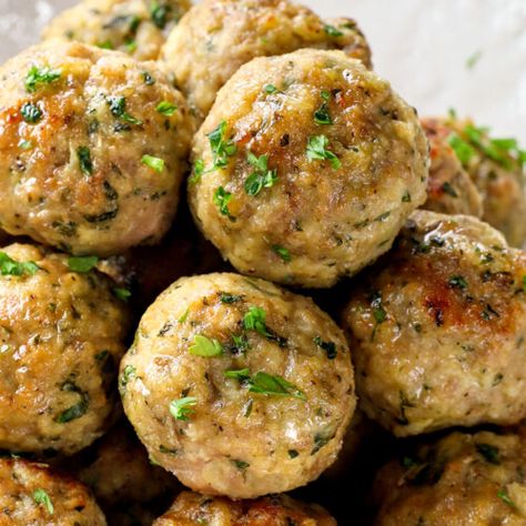 Turkey Meatballs - Carlsbad Cravings Turkey Sausage Meatballs, Best Turkey Meatballs, Easy Turkey Meatballs, Italian Turkey Meatballs, Ground Turkey Sausage, Ground Turkey Meatballs, Ground Turkey Recipes Healthy, Sausage Meatballs, Turkey Meatball