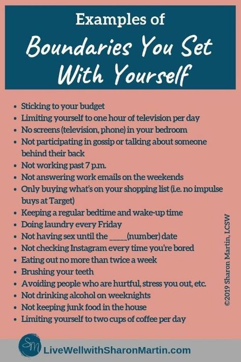 Examples of Boundaries You Set With Yourself Personal Boundaries, Vie Motivation, Healthy Boundaries, Setting Boundaries, It Goes On, Mental And Emotional Health, Self Care Activities, Psychology Facts, Self Care Routine