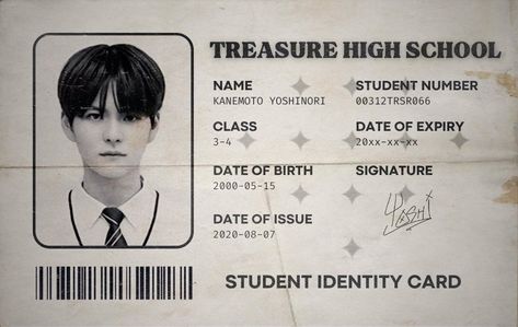 Student Identity Card, Notes Plan, Treasure Haruto, Student Numbers, Haruto Treasure, School Id, Id Card Template, Web Drama, Id Photo