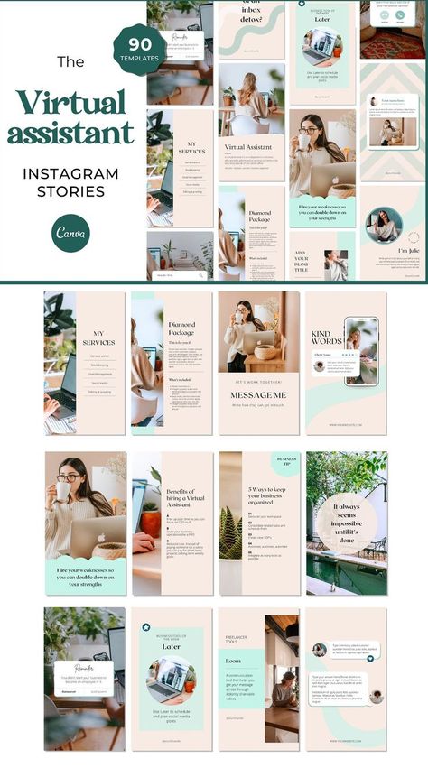 Virtual Assistant Quotes, Virtual Assistant Tools, Instagram Template Free, Social Media Content Calendar, Instagram Promotion, Instagram Template Design, Instagram Canva, Blog Titles, Virtual Assistant Business