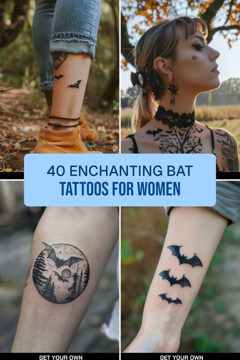 Looking for unique bat tattoo designs? You’ve landed in the right spot! From quirky silhouette styles to feminine chest tattoos, we’ve gathered 40 amazing bat tattoo ideas just for women. These designs not only showcase your love for bats but also weave in intriguing symbolism that reflects many facets of life Witchy Bat Tattoo Ideas, Moon With Bats Tattoo, Small Bats Tattoo, Small Bat Tattoo Ideas, Bat Tattoo Ideas Simple, Bat Tattoos For Women, Cute Bat Tattoo, Silhouette Styles, Bat Tattoo Ideas