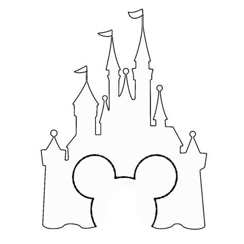 Disney Castle Easy Drawing, Simple Disney Castle Tattoo, Disney Castle Template, Easy Simple Disney Drawings, Disney Castle Drawing Simple, Disney Castle Outline Tattoo, Disney World Embroidery, Disney Minimalist Art, Disney Outline Drawing