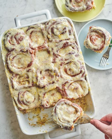 Sweet Rolls Recipe, Sweet Roll Recipe, Cream Cheese Glaze, Lemon Poppy Seed, Egg Dishes, Lemon Poppy, Recipe Sweet, Sweet Rolls, Lemon Poppyseed