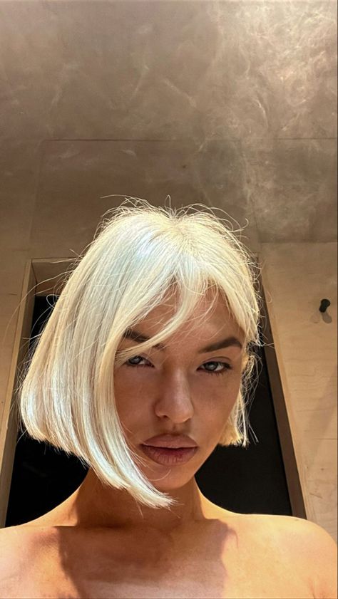 Short Bob Hair Color Ideas, Icy Blonde Short Hair, Bleach Bob, Bleached Short Hair, Bleached Bob, Icy Blonde Bob, Platinum Blonde Short Hair, Baddie Hairstyles For Short Hair, Bleach Hair Ideas