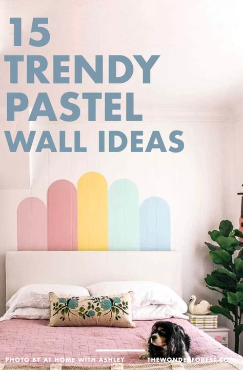 Pastel Wall Mural Ideas | Pastel Home Decor | Pastel Painting Ideas | Pastel Ideas | Pastel Home Design | Painted Walls | Wonder Forest Best Pastel Paint Colors, Paint Effects On Walls Bedroom, Pastel Wall Painting Ideas Bedroom, Pastel Walls Living Room, Pastel Accent Wall Bedroom, Pastel Kitchen Walls, Home Office Accent Wall Wallpaper, Pastel Feature Wall, Feature Paint Wall Ideas