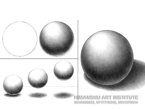 These spheres each show a slightly different light source. Light Shadow Drawing, Ball Shading, How To Draw Shadow, Shadow Drawing, Shading Techniques, Value In Art, Object Drawing, Art Instructions, Chiaroscuro