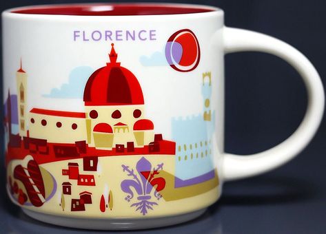 You Are Here – Florence – Starbucks Mugs Starbucks You Are Here Mugs, Chianti Wine, Florence Cathedral, Visit Florence, Uffizi Gallery, Stone Bridge, Starbucks Mugs, Romantic Evening, European History