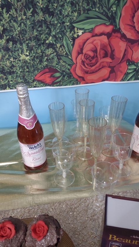 Apple Cider Sparkling, Homemade Sparkling Cider, Sparkling Cider Aesthetic, Galentines Sleepover, Pink Edible Glitter Drink, 17th Birthday Ideas, Rose Flavored, Sparkling Cider, Beauty And The Beast Party