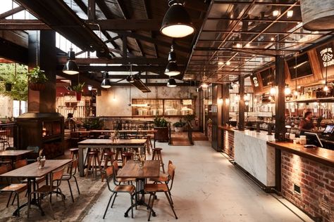 Stomping Ground restaurant by Studio Y, Melbourne – Australia Brewery Bar Design, Brewery Interior, Brewery Bar, Brewery Design, Industrial Restaurant, Bar Design Awards, Cozy Cafe, Drinks Design, Bar Interior