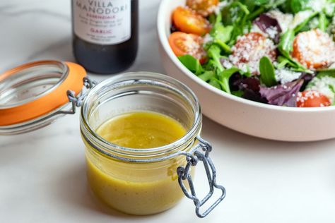 A basic vinaigrette is a necessary part of any cook’s repertoire. This one is simple yet still maintains a lot of character - using an infused or flavored olive oil gives it a ton of flavor, and it's fun to experiment with different ones. Use this as a dressing on salads of all kinda, a dip for crudites, a drizzle on c