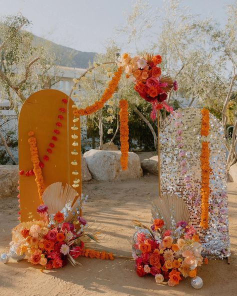 You alllll know I’m a girlie that’s about the details.✨ But these details for our Palm Springs wedding at @acehotelpalmsprings were… | Instagram Bright Floral Arrangements, Golden Arch, Haldi Decoration Ideas, Ace Hotel Palm Springs, Joshua Tree Wedding, Marriage Decoration, Mehndi Decor, Arch Decoration, Traditional Wedding Decor