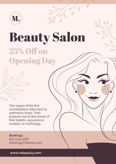 Hand-drawn Linear M Beauty Hair Salon Poster Poster For Hair Salon, Beauty Salon Advertising Ideas, Beauty Salon Poster Design Ideas, Salon Offers Poster, Hair Salon Ads, Hair Salon Poster Design, Beauty Parlour Poster Design, Beauty Salon Poster Design, Beauty Salon Illustration