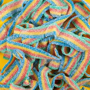 Bacon Aesthetic, Gay Bacon, Sour Candies, Gummi Candy, Candy Aesthetic, Sour Belts, Jelly Sweets, Black Carrot, Rainbow Belts