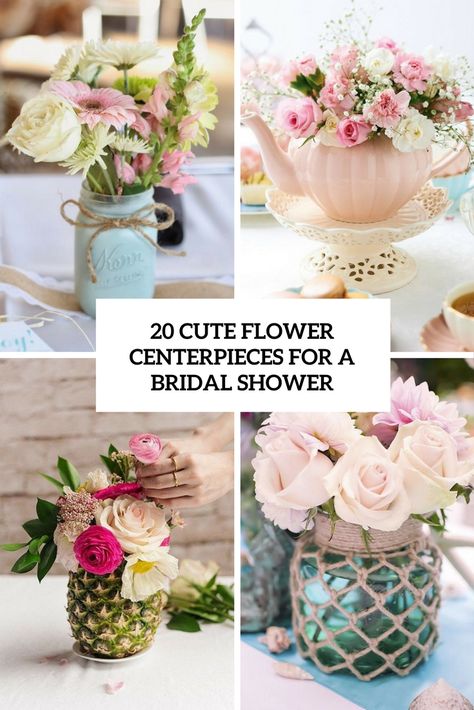 20 cute flower centerpieces for a bridal shower cover - Shelterness Small Bridal Shower Flower Arrangements, Floral Bridal Shower Centerpieces, Bridal Shower Flower Arrangements, Bridal Shower Centerpieces Flowers, Bridal Shower Flowers Centerpieces, Centerpieces For Bridal Shower Tables, Shower Flower Centerpieces, Bridal Shower Table Centerpieces, Centerpieces For Bridal Shower