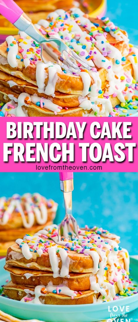 Funfetti French Toast, Birthday French Toast, Funfetti Ideas, Funfetti Breakfast, Funfetti Desserts, Kids Birthday Breakfast, Cake French Toast, Toast Pizza, Jamaican Dishes