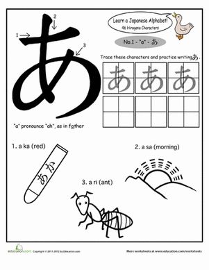 Kindergarten Phonics Japanese Foreign Language Worksheets: Japanese Alphabet: Hiragana Japanese Alphabet Hiragana, Japan For Kids, Hiragana Chart, Japanese Alphabet, Japanese Vocabulary, Materi Bahasa Jepang, Japanese Language Lessons, Learn Japanese Words, Language Worksheets