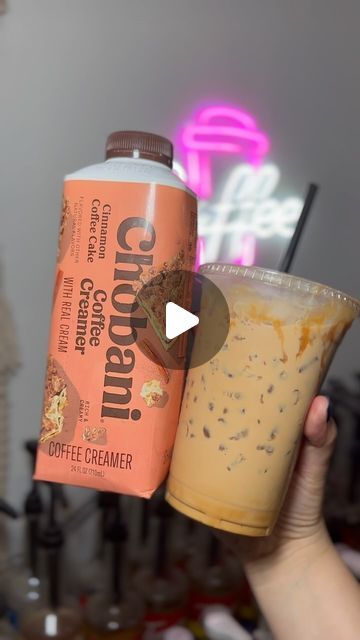 Amber Alejandrez on Instagram: "Let’s make a White Chocolate and Cinnamon Coffee Cake using @chobani coffee creamer 🤎✨ 1tbs white chocolate powder 2 shots of espresso Ice Splash of @chobani Cinnamon Coffee Cake Creamer Caramel drizzle Enjoy #chobanicoffeecreamer #sponsored #chobani" Cinnabon Iced Coffee Starbucks, Chobani Coffee Creamer Recipe, Chobani Coffee Creamer, Chobani Creamer, At Home Iced Coffee Recipes, Instant Iced Coffee Recipe, Chobani Recipes, Pumpkin Spice Creamer Recipe, Homemade Iced Coffee Recipe