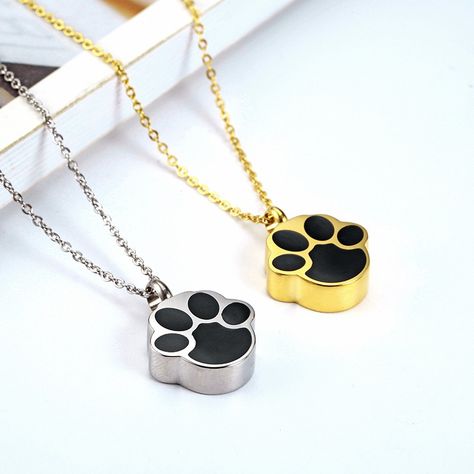 Pet Cat Dog Paw Print Cremation Jewelry for Ashes Wearable Urn Necklace Keepsake Memorial Pendant Cremation Boxes, Jewelry For Ashes, Souvenir Jewelry, Urns For Ashes, Paw Print Necklace, Cremation Necklaces, Memorial Pendant, Cat Paw Print, Urn Necklace