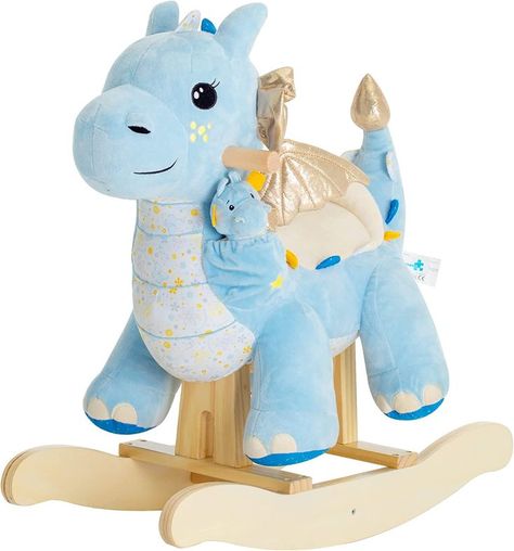 Wooden Ride On Toys, Horse Dragon, Baby Rocking Horse, Toys Dinosaur, Dragon Blue, Dragon Nursery, Rocking Toy, Kids Ride On Toys, Infant Girl