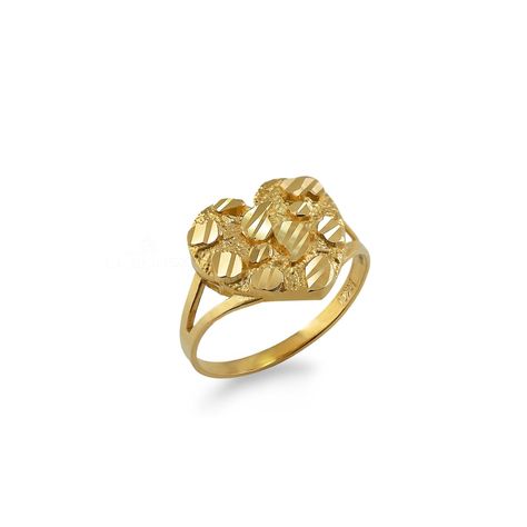 PRICES MAY VARY. Made from solid 10k gold with purity stamp Elegant style perfect for any occasion Diamond-cut finish Suitable for women Includes a 1-year manufacturer warranty Durable and high-quality craftsmanship Diamond-cut Heart-shaped Yellow Gold Nugget Ring in small, medium and largeExpress your love with the Yellow Gold Nugget Sparkle Cut Heart Ring, available in small, medium, and large sizes. This stunning ring features a heart-shaped design with a unique nugget texture and sparkle cut Nugget Rings Gold, Gold Nugget Ring, Beautiful Symbols, Gold Nugget, Small Rings, Heart Of Gold, Pretty Jewellery, Womens Jewelry Rings, Meaningful Gifts