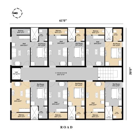 Hotel Floor Plan Small Hotel Floor Plan, Boarding House Floor Plans, Rental Units Design, Hostel Design Plan, Small Hotel Floor Plan, Hotel Layout, Hotel Room Design Plan, Guest House Plans, Building Design Plan