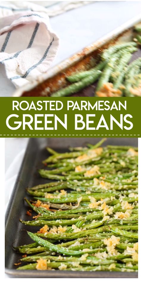 Roasted Parmesan Green Beans, Green Vegetable Recipes, Parmesan Green Beans, Pasta Vegetariana, Resep Diet, Fresh Green Beans, Green Bean Recipes, Panko Bread Crumbs, Veggie Side Dishes