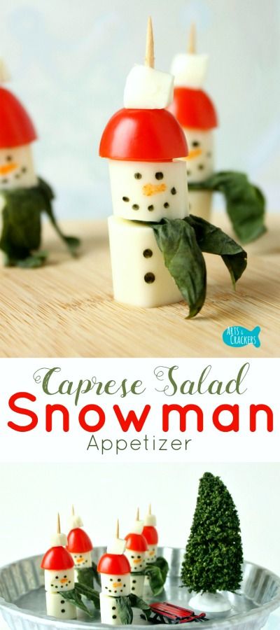 These String Cheese Snowman Caprese Salad Appetizers are simple to make and sure to be a hit for snack time or parties! Snowman | String Cheese | Winter | Winter Appetizer | Winter Snacks | Christmas Food | Snowman Food | Snowman Snack | String Cheese Snowman | String Cheese Snowmen | Caprese Salad | Salad on a Stick | Party Food | Appetizers | Healthy Snack | Snacks for Kids | Party Appetizer | Salad Recipe | Basil | Fun Food | Lunch Ideas | Edible Crafts Snowman Caprese, Cheese Snowman, Caprese Salad Appetizer, Salad Christmas, Winter Snacks, Healthy Christmas Snacks, Winter Appetizers, Kids Party Snacks, Winter Snack