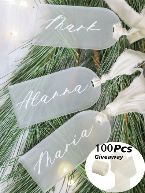 50pcs/100pcs 3.5"X1.8" Clear Acrylic Wedding Place Cards, DIY Hanging Name Tags Acrylic Blank Card For Wedding Arch Decor Clear    PMMA     Event & Party Supplies, size features are:Bust: ,Length: ,Sleeve Length: Place Settings Name Cards, Place Cards Diy, Name Tags Wedding, Wedding Arch Decor, Beach Wedding Tables, Wedding Seating Cards, Corporate Christmas Parties, Card For Wedding, Spirit Design